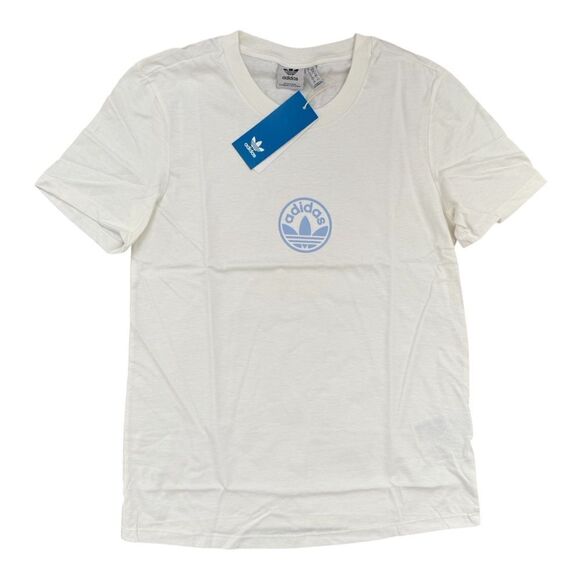Adidas Circle Trefoil White Tee IZ1315 with Iconic Logo - Picture 1 of 7